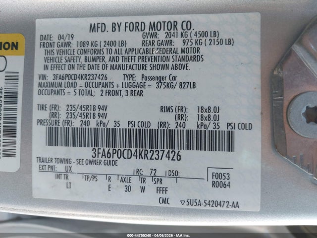 صورة 9 لـ 2019 FORD FUSION SEL