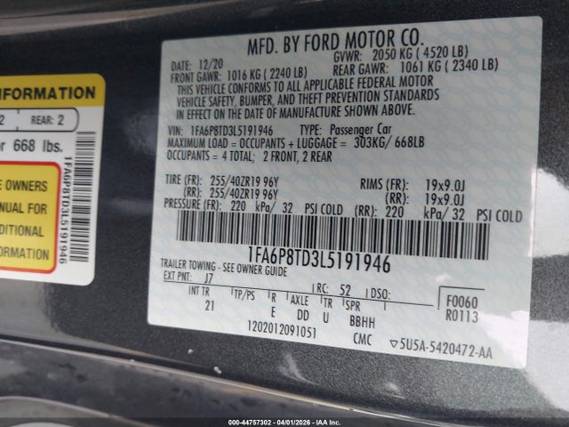 صورة 9 لـ 2020 FORD MUSTANG ECOBOOST FASTBACK