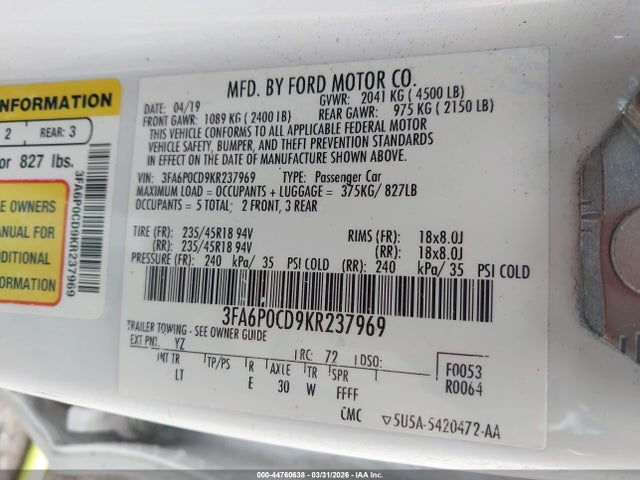 FORD FUSION SEL - 9