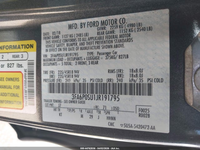 2018 FORD FUSION ENERGI TITANIUM 9