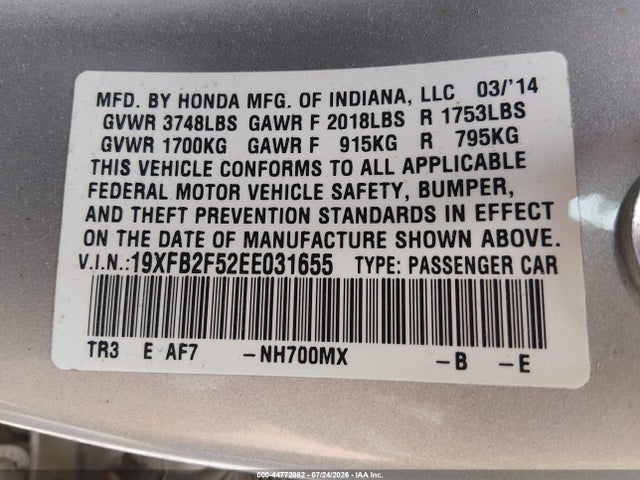2014 Honda CIVIC LX — фото 9