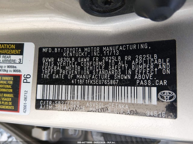 2014 Toyota CAMRY LE 照片 9