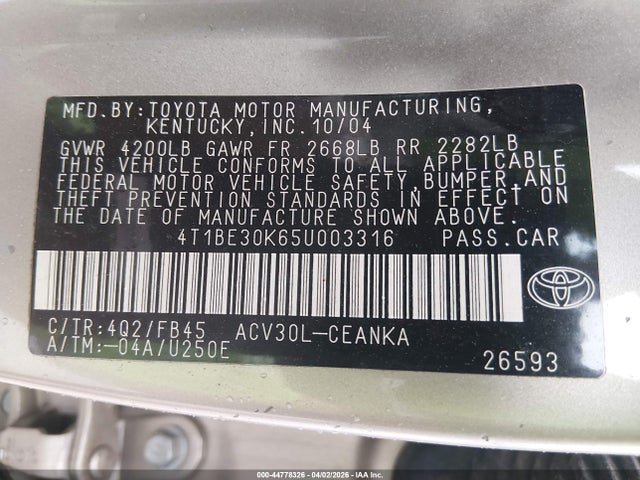 2005 Toyota CAMRY LE photo 9