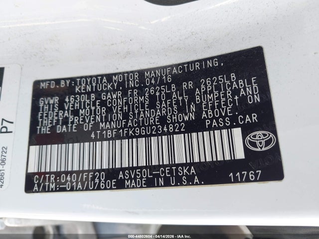 صورة 9 لـ 2016 Toyota CAMRY SE