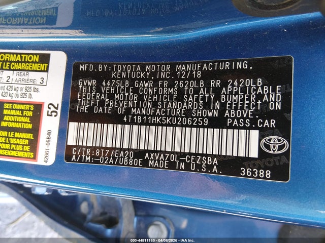 2019 TOYOTA CAMRY SE 9