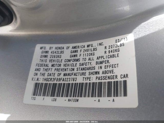 2015 Honda ACCORD EX-L V-6 照片 9