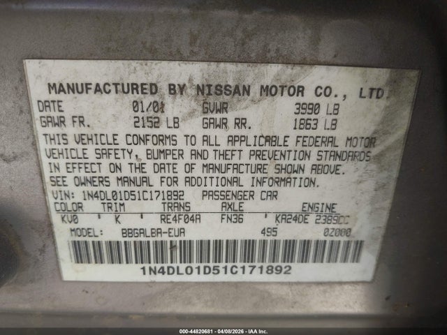 2001 Nissan ALTIMA GXE photo 9