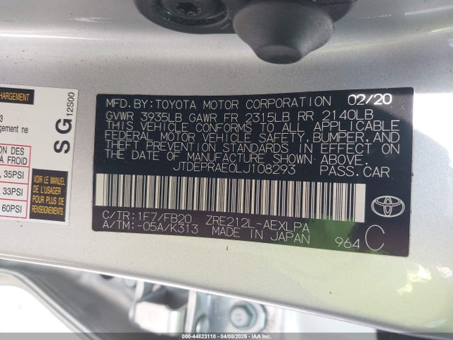 2020 Toyota COROLLA LE photo 9