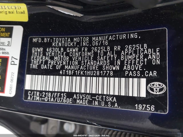 2017 Toyota CAMRY SE — фото 9