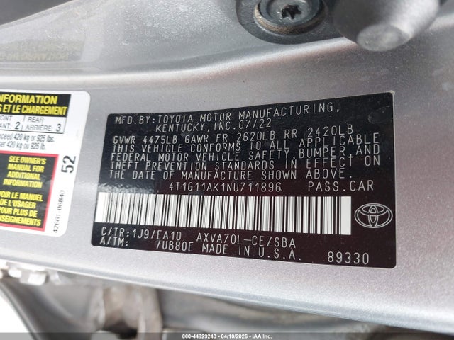 2022 Toyota CAMRY SE 照片 9