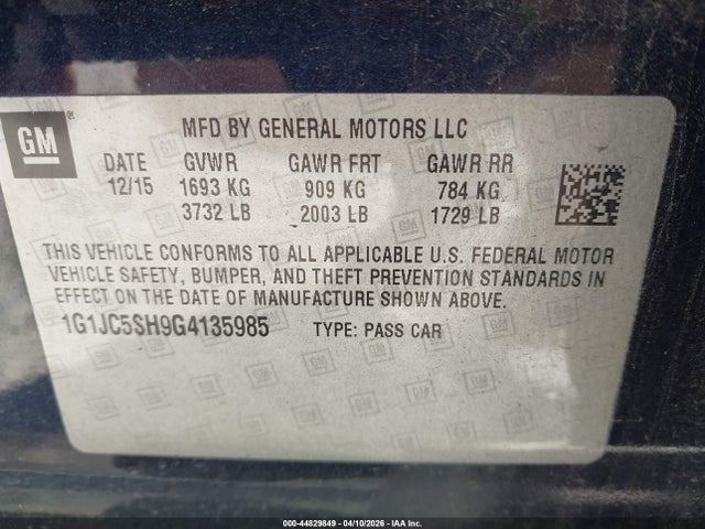 CHEVROLET SONIC LT AUTO - 9