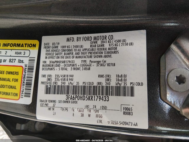 صورة 9 لـ 2019 FORD FUSION SE