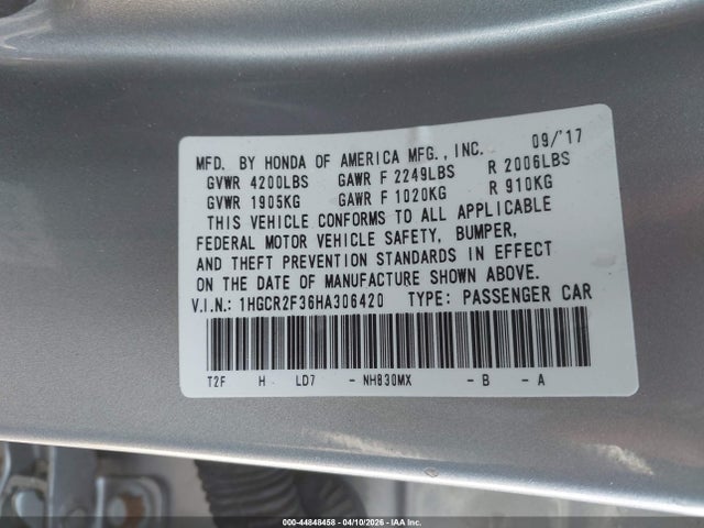 2017 Honda ACCORD LX 照片 9
