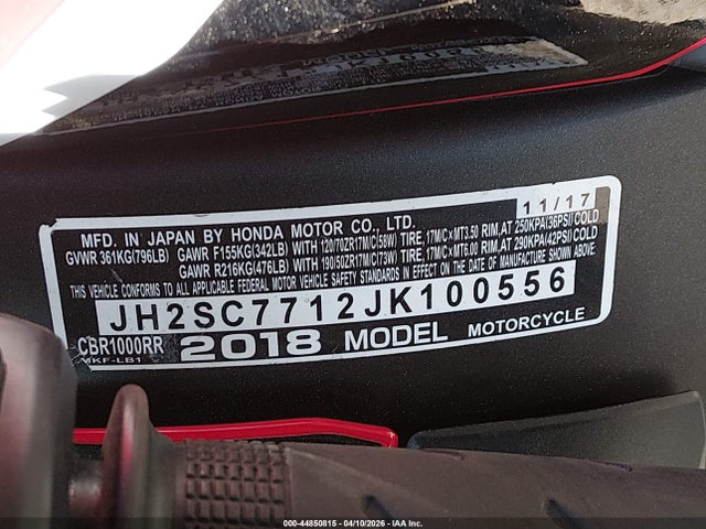 2018 HONDA CBR1000 RR 10