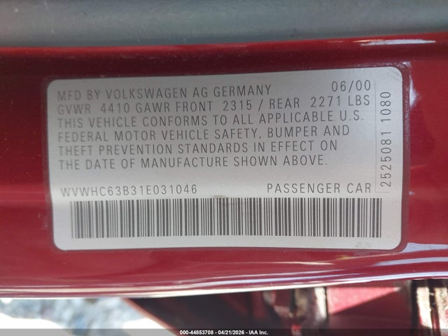 2001 Volkswagen PASSAT GLS photo 9