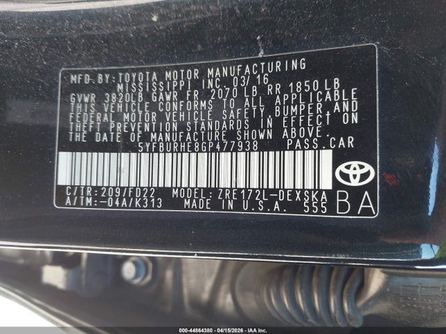 2016 Toyota COROLLA S PLUS photo 9