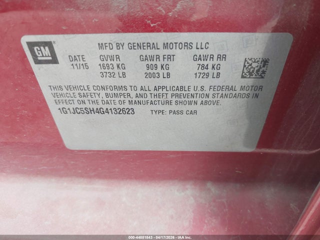 CHEVROLET SONIC LT AUTO - 9