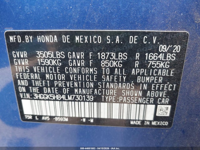 2020 Honda FIT EX photo 9