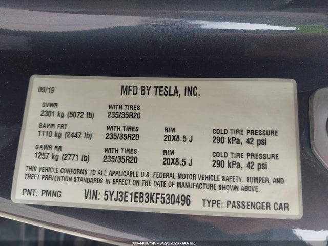 2019 Tesla MODEL 3 LONG RANGE/PERFORMANCE 照片 9