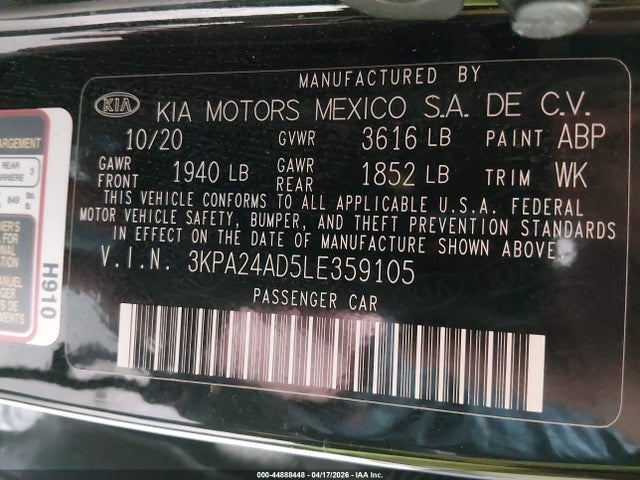 2020 KIA RIO S 照片 9