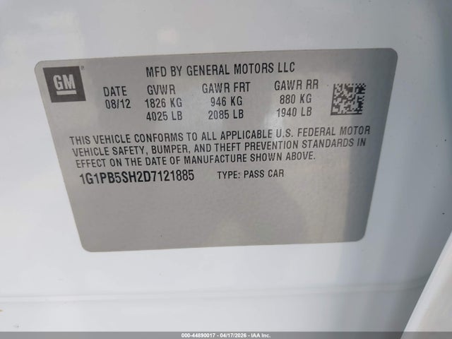 CHEVROLET CRUZE LS MANUAL - 9