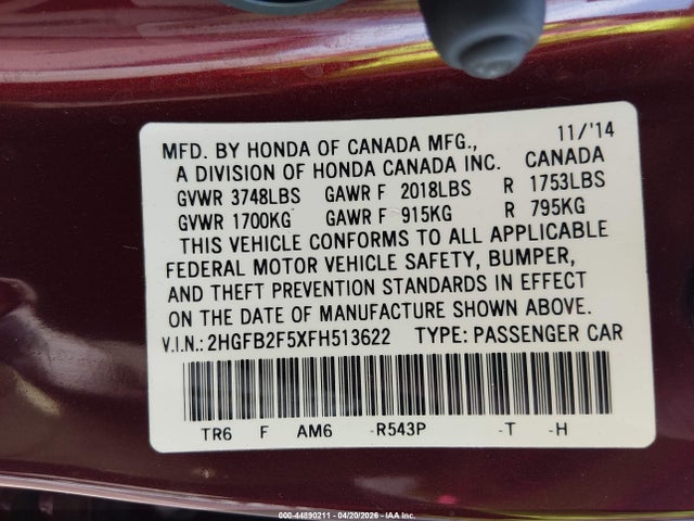 2015 Honda CIVIC LX — фото 9