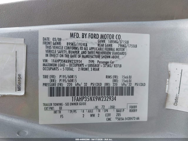 2009 FORD FOCUS SE 照片 9