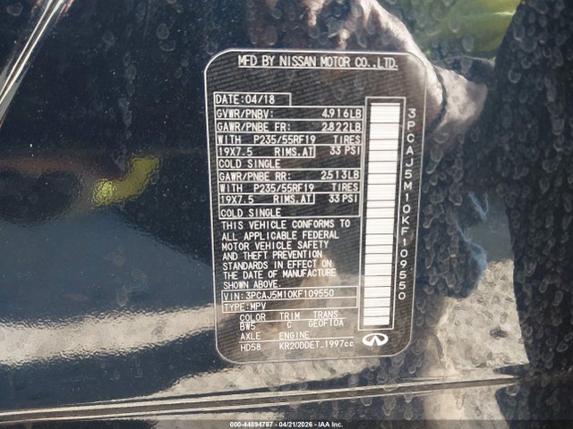 2019 INFINITI QX50 ESSENTIAL 9