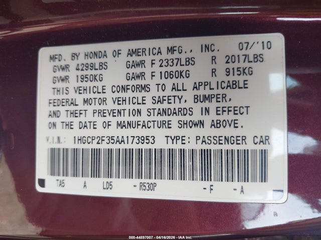 HONDA ACCORD 2.4 LX - 9