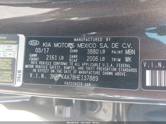 2017 KIA FORTE LX 照片 9