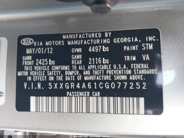 2012 KIA OPTIMA SX photo 9