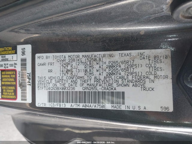 2011 Toyota TACOMA PRERUNNER V6 照片 9
