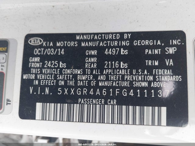 2015 KIA OPTIMA SXL TURBO 照片 9