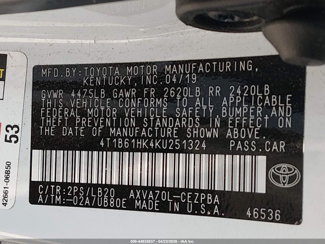 2019 TOYOTA CAMRY XSE 9