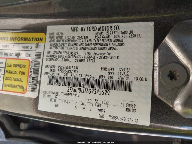 2016 FORD FUSION HYBRID SE 照片 9