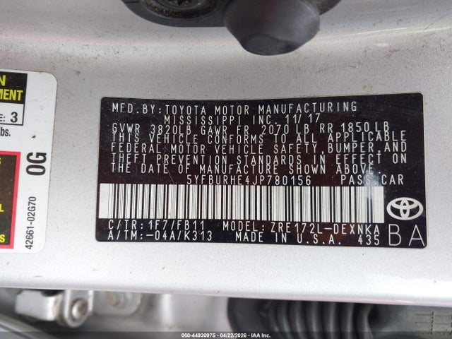 2018 Toyota COROLLA LE photo 9