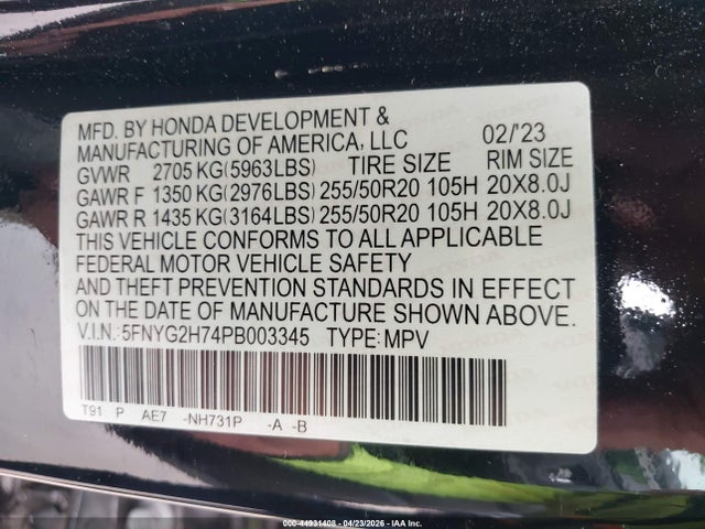 2023 HONDA PILOT 2WD TOURING 9