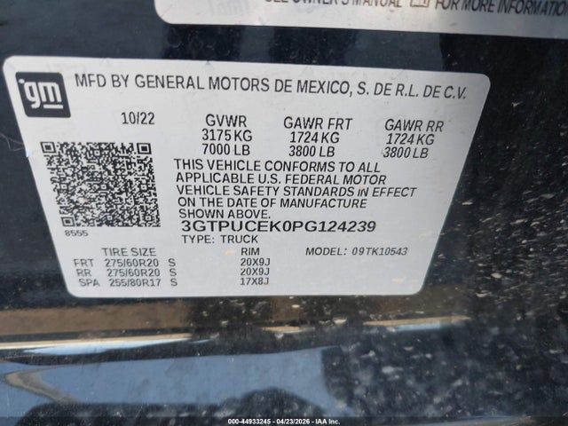 صورة 9 لـ 2023 GMC SIERRA 1500 4WD SHORT BOX ELEVATION WITH 3SB