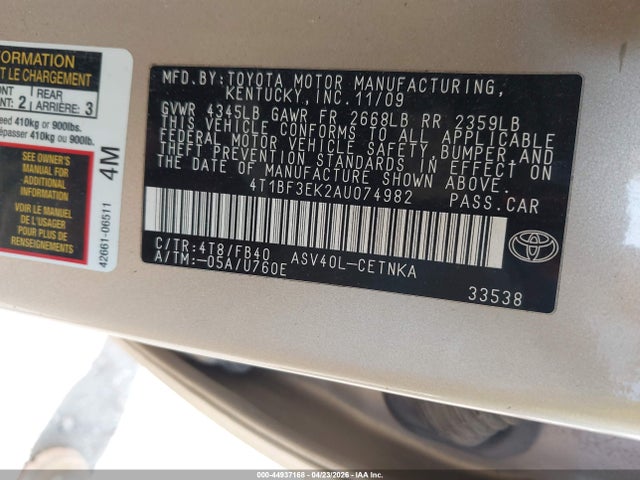 صورة مصغرة 9 لـ 2010 Toyota CAMRY LE