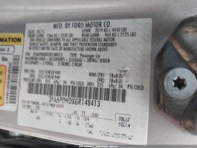 2016 FORD FUSION SE 照片 9