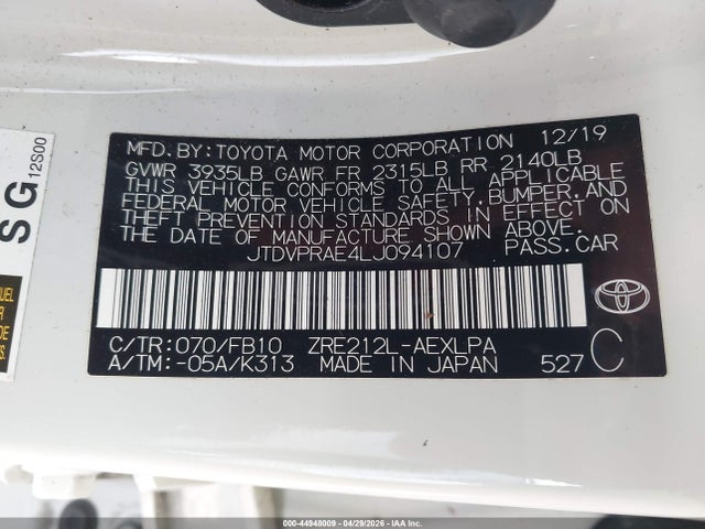 2020 Toyota COROLLA LE photo 9