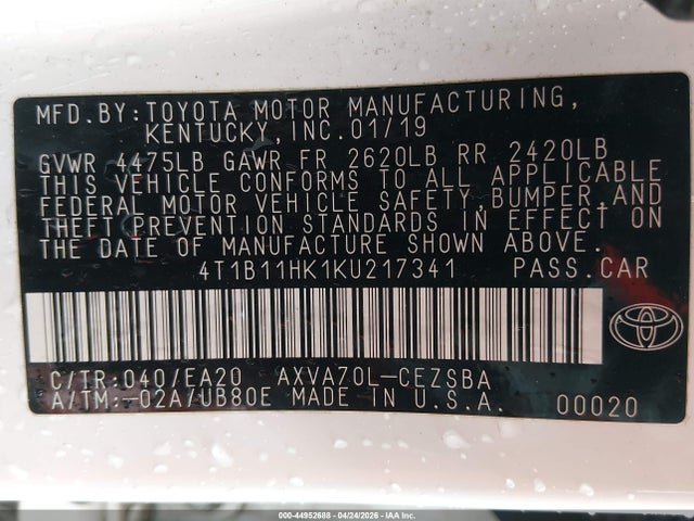 2019 Toyota CAMRY SE — фото 9