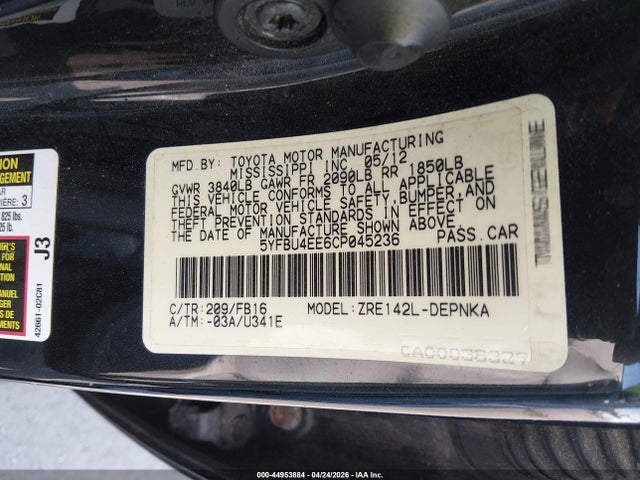 صورة 9 لـ 2012 Toyota COROLLA LE