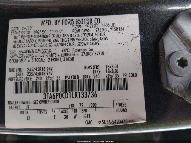 صورة 9 لـ 2020 FORD FUSION SEL