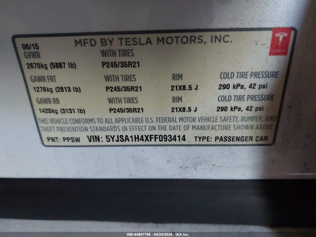 صورة 9 لـ 2015 Tesla MODEL S 85D/P85D