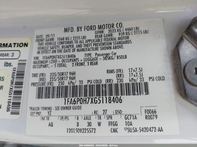 2016 FORD FUSION SE 照片 9