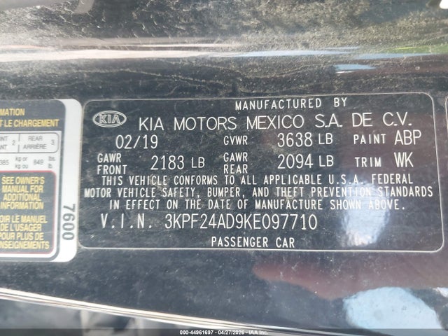 2019 KIA FORTE FE 照片 9