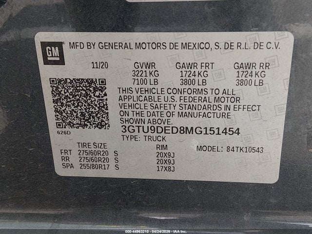 2021 GMC SIERRA 1500 4WD SHORT BOX SLT — фото 9