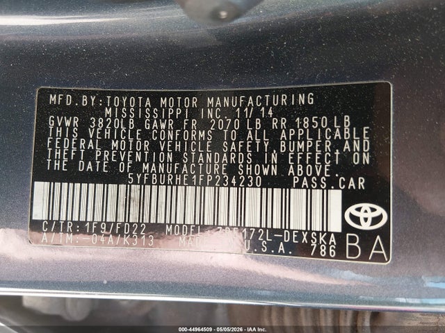 2015 Toyota COROLLA S PLUS 照片 9