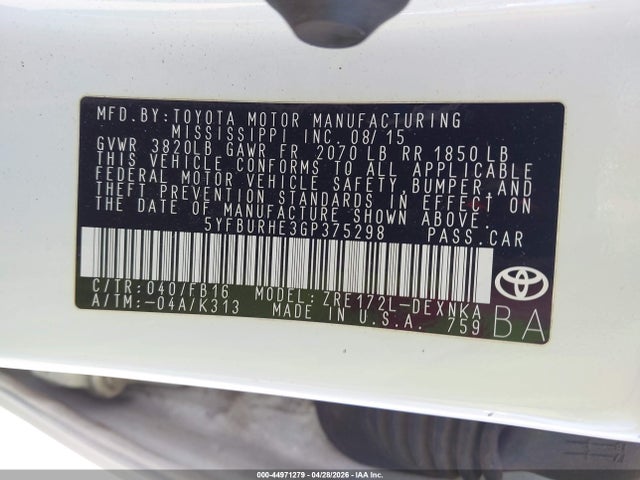 2016 Toyota COROLLA LE 照片 9